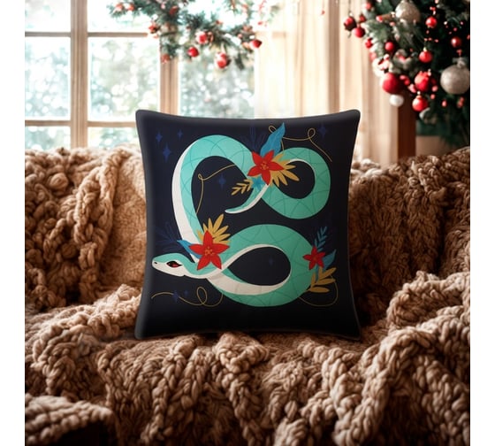 Подушка Этель "Blue snake" 40x40 см, 100% п/э, велюр 10454168