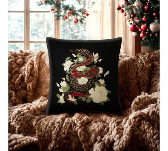 Подушка Этель "Dark snake" 40x40 см, 100% п/э, велюр 10454171