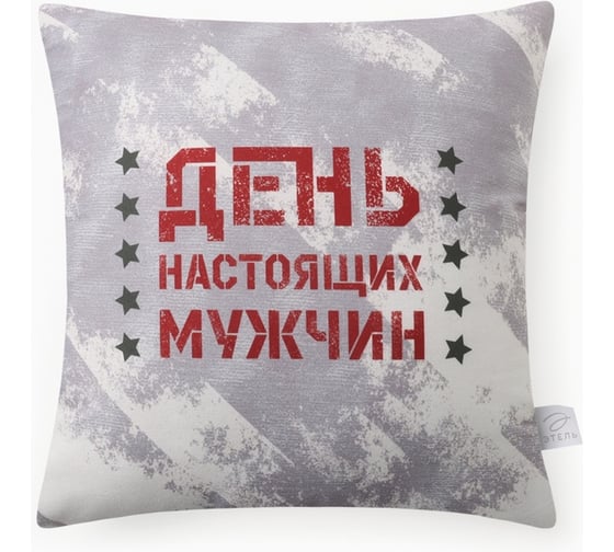 Подушка декоративная Этель "День настоящих мужчин" 40x40 см, велюр, 100% п/э 10805392