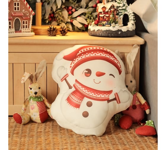 Подушка Этель "Снеговичок" 30x32 см, 100 п\э, велюр 10454201