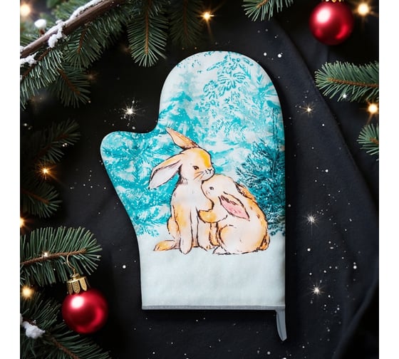 Варежка-прихватка Этель "Let it snow" 20x28 см, саржа, 100% хлопок, ватин 250 г/м2 7624207