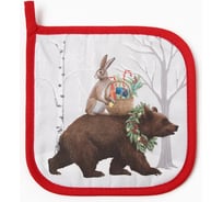 Прихватка Этель "Лесные звери" саржа, 19x19 см, 100% хлопок, ватин 250 г/м2 10366953