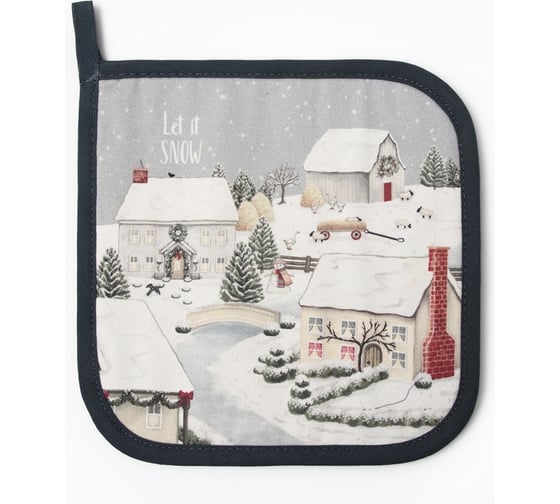 Прихватка Этель Winter village саржа, 19x19 см, 100% хлопок, ватин 250 г/м2 10366976 1