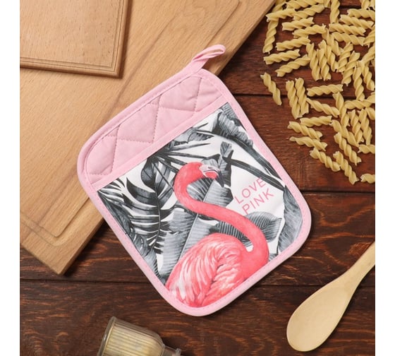 Прихватка Этель-кармашек LOVE PINK 21x17 см, 100% хлопок, ватин 250 г/м2 10379846