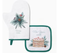 Набор кухонный Этель Sweet treat варежка 20x28 см, прихватка 19x19 см, 100% хлопок 10366957