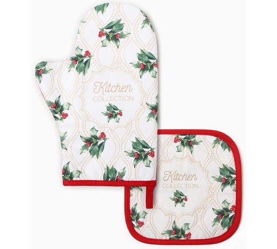 Набор кухонный Этель Сhristmas melody варежка 20x28 см, прихватка 19x19 см, 100% хлопок 10366964 1