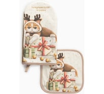 Набор кухонный Этель "Замурчательных подарков" варежка 15x28 см, прихватка 19x19 см, 100% хлопок 10366921