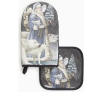 Набор кухонный Этель Мгновения зимы варежка 15x28 см, прихватка 19x19 см, 100% хлопок 10366914