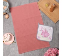 Набор кухонный Этель Кролик прихватка 19x19 см, полотенце вафля 35x60 см 10754577