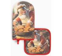 Набор кухонный Этель Сookies варежка 15x28 см, прихватка 19x19 см, 100% хлопок 10366911