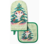 Набор кухонный Этель Winter story варежка 15x28 см, прихватка 19x19 см, 100% хлопок 10366937