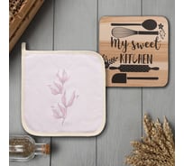 Набор кухонный Этель "Sweet" прихватка 19x19 см, подставка под горячее 10754581