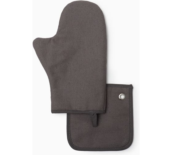 Набор кухонный Этель Freedom grey варежка 20x28 см, прихватка 17x17 см, 56% лен,44% хлопок 10610045 1