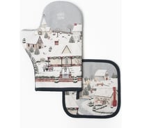 Набор кухонный Этель Winter village варежка 20x28 см, прихватка 19x19 см, 100% хлопок 10366977