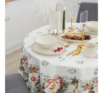 Скатерть Этель Сhristmas bells d=150 см +/-3см с ГМВО, 100% хлопок, саржа 190 гр/м2 7319013