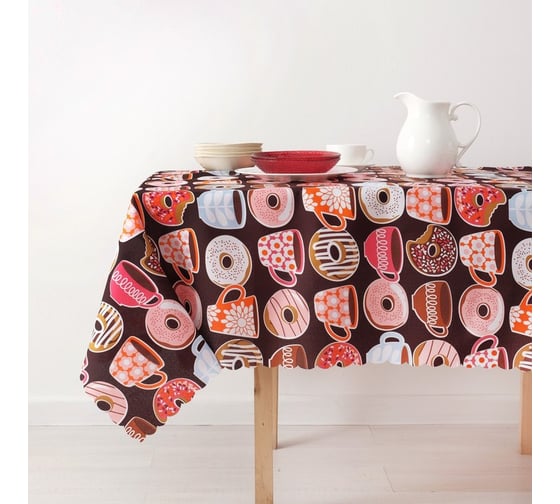 Скатерть Доляна Пончики 145х250 см, 100% п/э 3923327 1