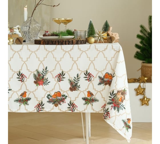 Скатерть Этель Winter robin 144x180 см, 100% хлопок, саржа 190гр/м2 7321845 1