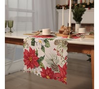Доляна Дорожка Рождественские цветы 40x145см, 100% п/э, 140гр/м2 10643125