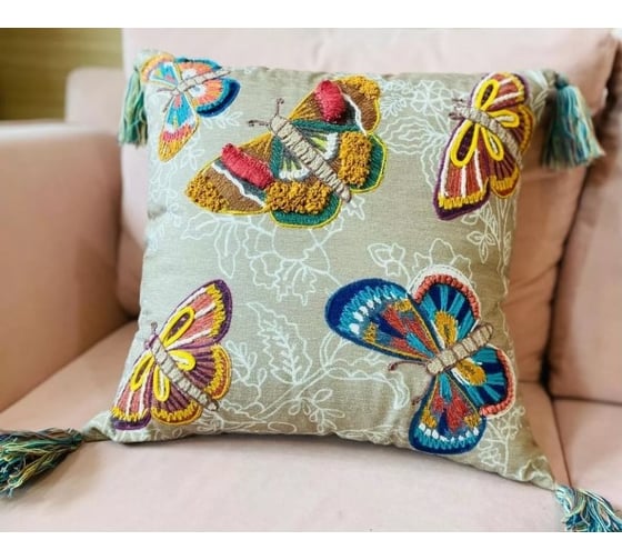 Чехол для подушки Arya Home 45x45 см Butterfly Field Разноцветный 8680943241085
