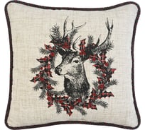 Чехол для подушки Arya Home 45x45 см Pine Wreath Красный, бежевый 8680943241818