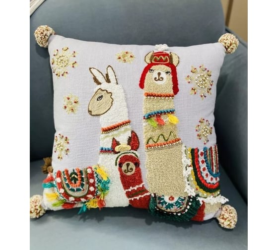 Чехол для подушки Arya Home 45x45 см Cheerful Llamas Разноцветный 8680943241160
