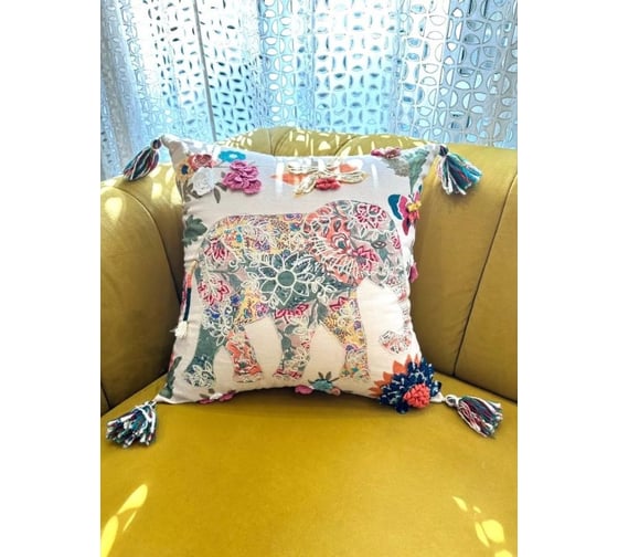 Чехол для подушки Arya Home 45x45 см Colorful Elephant Разноцветный 8680943241122 1