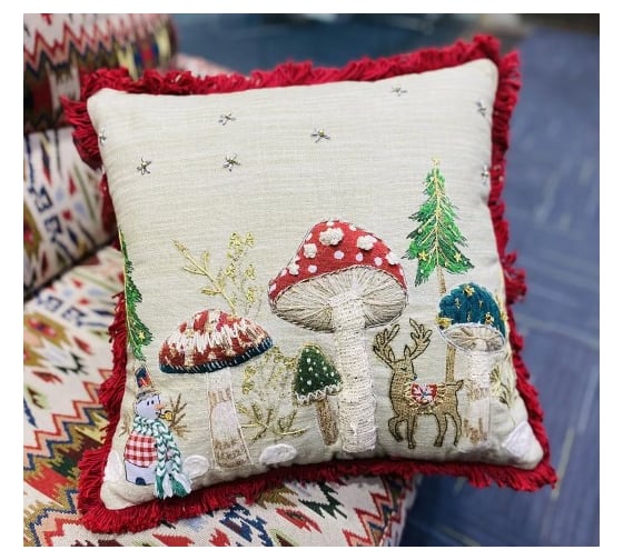 Чехол для подушки Arya Home 45x45 см Holly Mushrooms Разноцветный 8680943241146