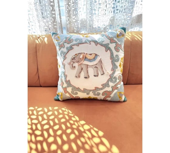 Чехол для подушки Arya Home 45x45 см Hindi Elephant Разноцветный 8680943241139