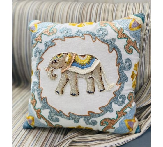 Чехол для подушки Arya Home 45x45 см Hindi Elephant Разноцветный 8680943241139