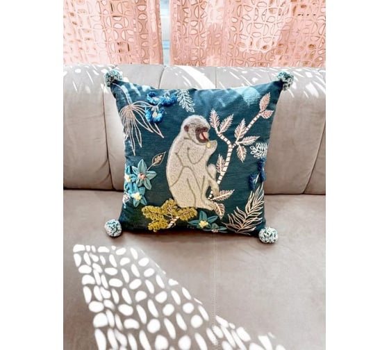 Чехол для подушки Arya Home 45x45 см Jungle Monkey Разноцветный 8680943241061