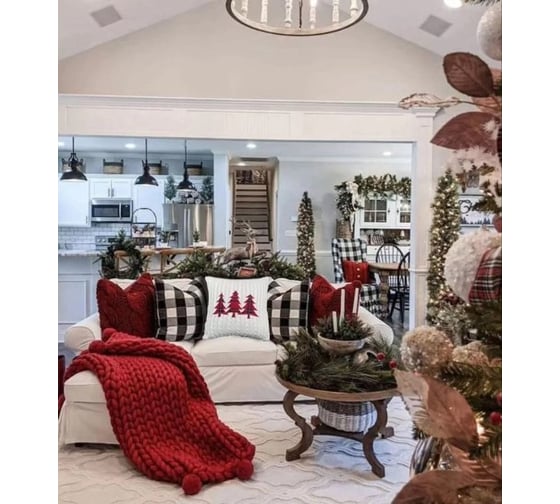 Чехол для подушки Arya Home 45x45 см Knitty Белый, красный 8680943241641