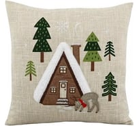Чехол для подушки Arya Home 45x45 см Winter Woods Бежевый, зеленый 8680943241856