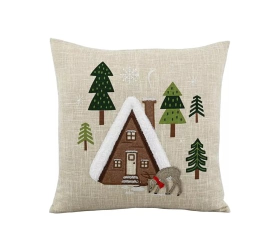 Чехол для подушки Arya Home 45x45 см Winter Woods Бежевый, зеленый 8680943241856