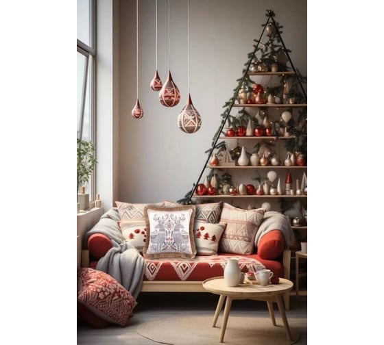 Чехол для подушки Arya Home 45x45 см Reindeer Бежевый, серый 8680943241665