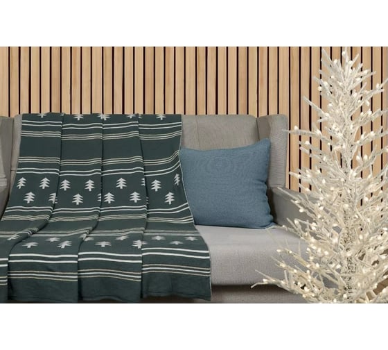 Плед Arya Home хлопок 127x152 см Jolly Spirit Темно-зеленый, Кремовый 8680943241573