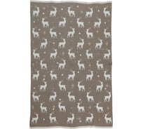 Плед Arya Home хлопок 127x152 см Cheerful Reindeers Светло-коричневый, Белый 8680943241559