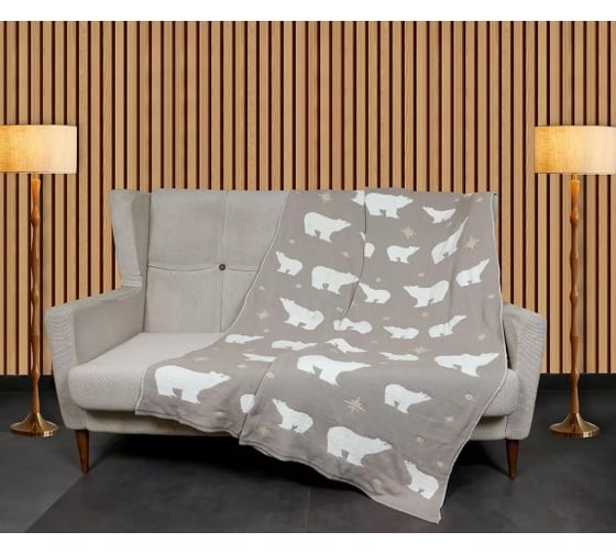 Плед Arya Home хлопок 127x152 см Polar Bears Бежевый, Белый 8680943241535