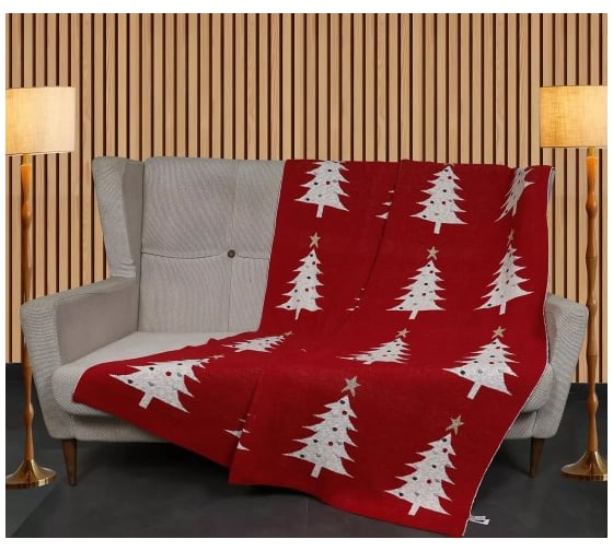Плед Arya Home хлопок 127x152 см Rejoice Красный, Кремовый 8680943241566
