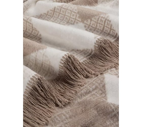 Плед Arya Home хлопок 200x220 см Adore Бежевый, Белый 8680943231758