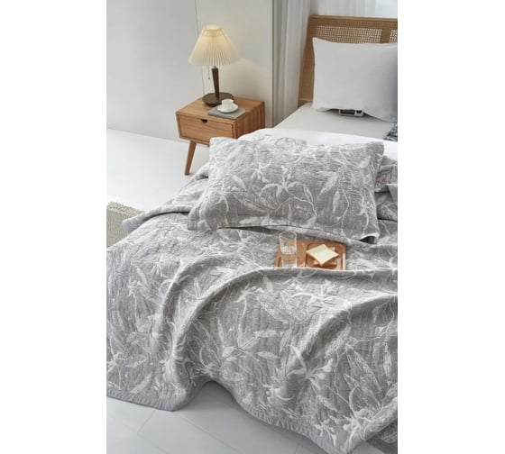 Покрывало хлопковое Arya Home 180x240 см Dentate Серый 8680943245717