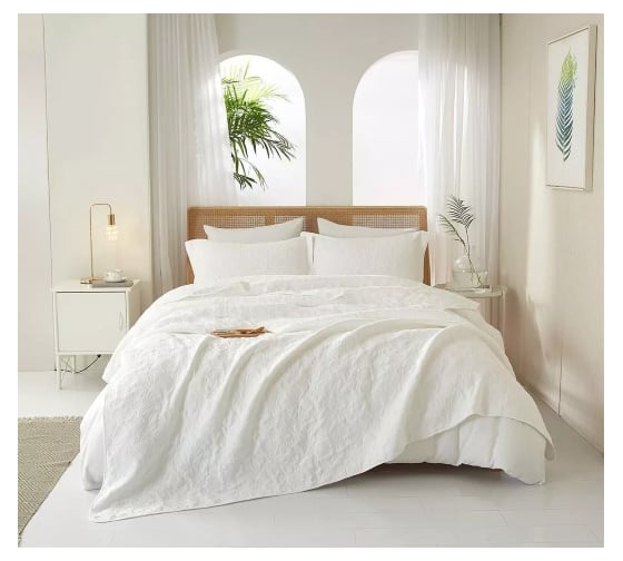 Покрывало хлопковое Arya Home 180x240 см Serrate Белый 8680943245755