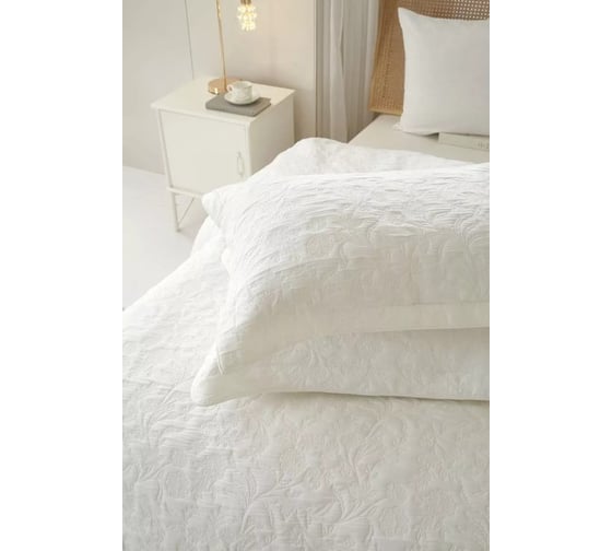Покрывало хлопковое Arya Home 180x240 см Serrate Белый 8680943245755