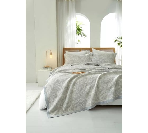 Покрывало хлопковое Arya Home 180x240 см Serrulate Серый 8680943245847