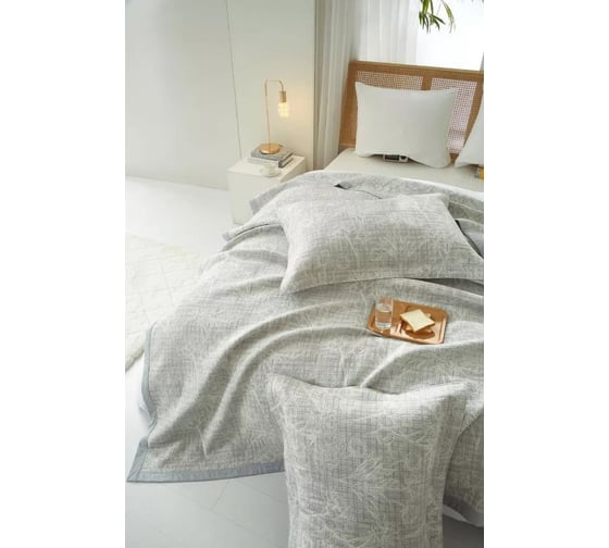 Покрывало хлопковое Arya Home 180x240 см Serrulate Серый 8680943245847