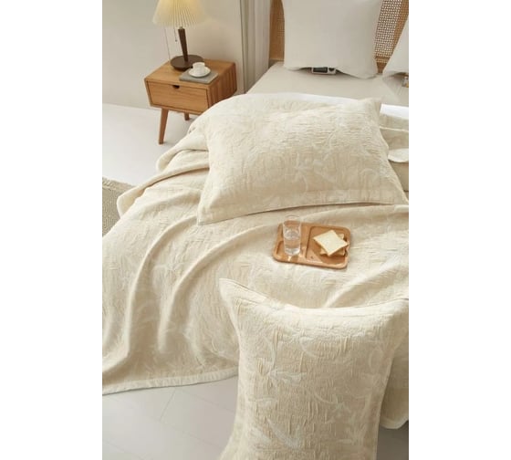 Покрывало хлопковое Arya Home 250x260 см Dentate Бежевый 8680943245748