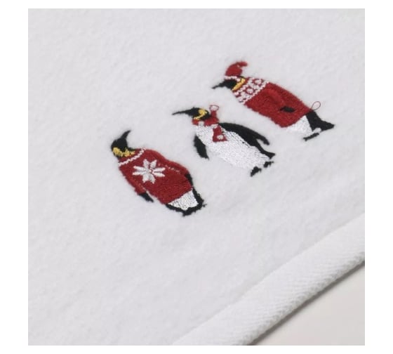 Полотенце Arya Home c Вышивкой Рождество 40x60 см Penguins Белый 8680943241740