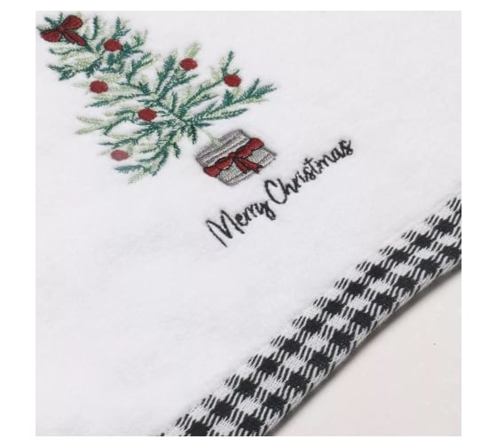 Полотенце Arya Home c Вышивкой Рождество 40x60 см Merry Tree Белый 8680943241757