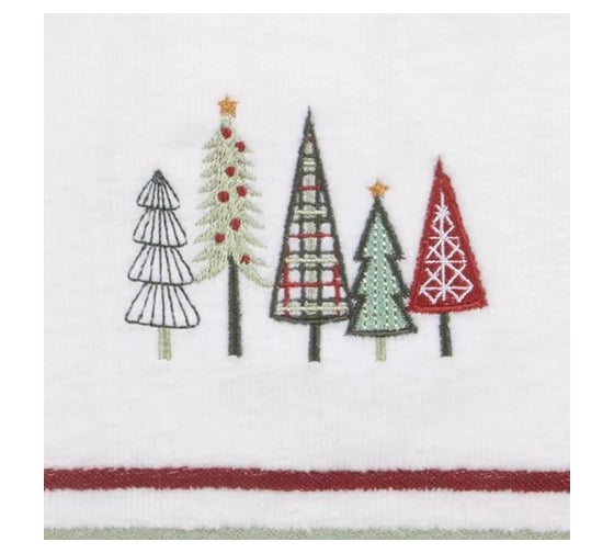 Полотенце Arya Home c Вышивкой Рождество 40x60 см Colorful Trees Белый 8680943241795