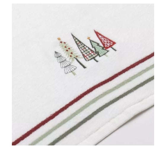 Полотенце Arya Home c Вышивкой Рождество 40x60 см Colorful Trees Белый 8680943241795
