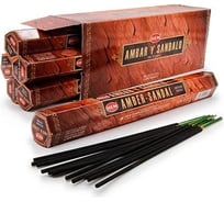 Благовония HEM AMBER SANDAL Амбер Сандал Победа Фотруна Подходит для подношения Богам 20 палочек 61-AMS